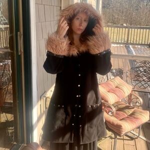 Faux fur goth coat